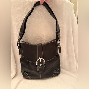 Vintage Coach, black leather Soho bag flap buckle adjustable strap #805S – 9480